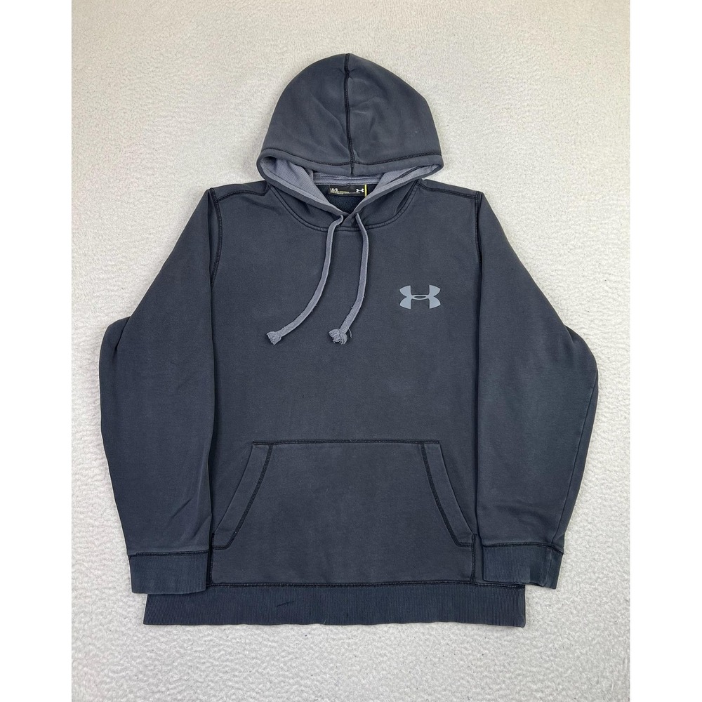 Under Armour Hoodie Mens Large Gray Loose Fit Pullover Sweatshirt Logo Fleece